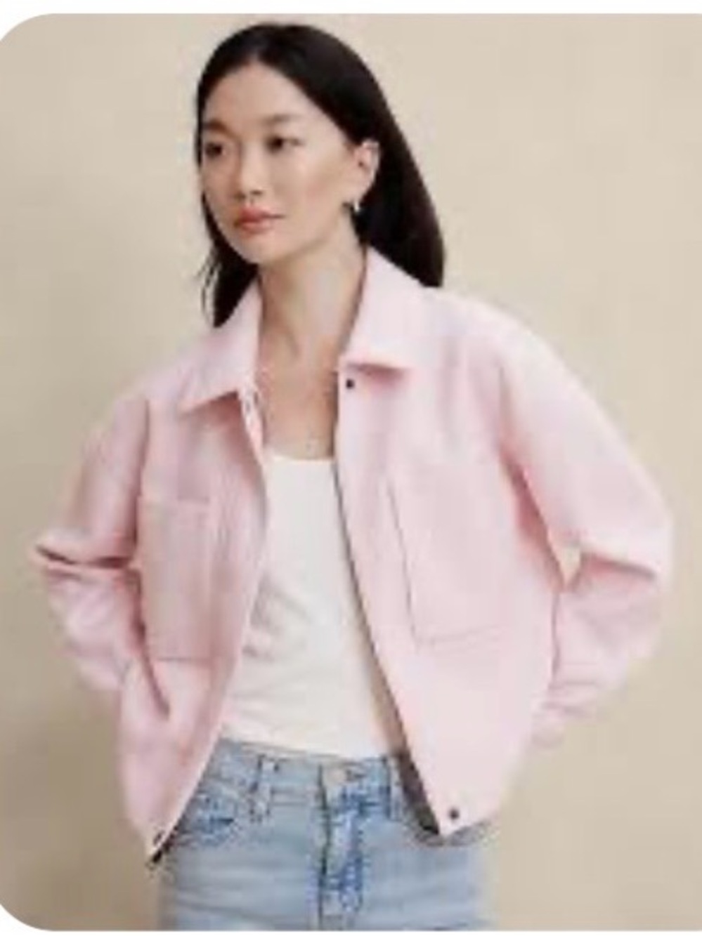 Banana Republic Light Pink Jacket - Women's Cropped Style